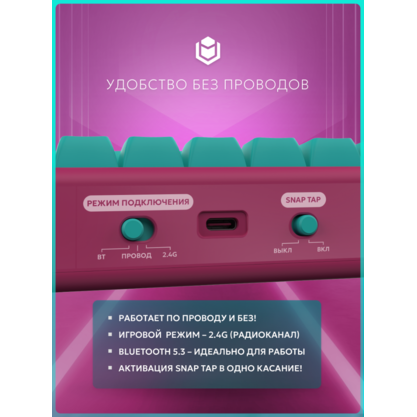 Игровая клавиатура IO by Red Square Type 68 Pro (io273) (бирюзовый/розовый)
