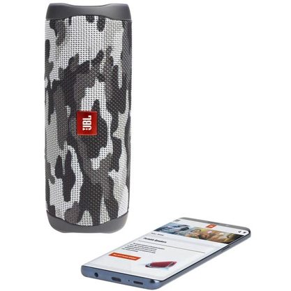 Портативная колонка JBL Flip 5 (черно-белый камуфляж)