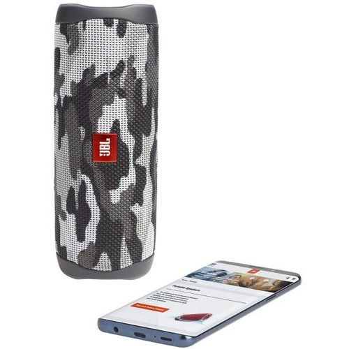 Портативная колонка JBL Flip 5 (черно-белый камуфляж)