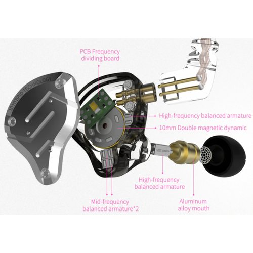Наушники KZ Acoustics ZS10 Pro с микрофоном (черный)