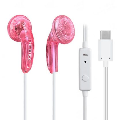 Наушники Nicehck Traceless с микрофоном (Type-C) (розовый)