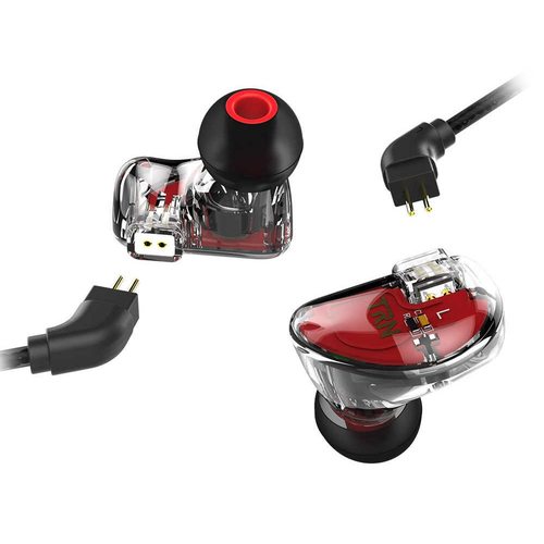 Наушники TRN V30 без микрофона (красный/полупрозрачный черный)