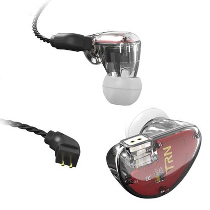 Наушники TRN V30 без микрофона (красный/полупрозрачный черный)