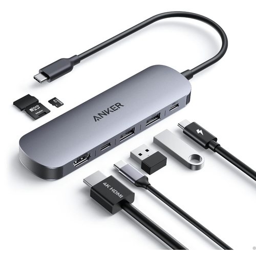 USB-хаб Anker Nano USB-C Hub 7-in-1 4K HDMI A83D2 (черный)