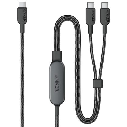 Кабель Anker 140W 2-in-1 USB-C to USB-C A8895 (180 см) (черный)