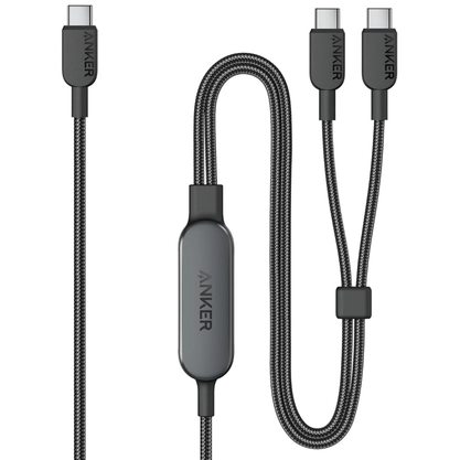 Кабель Anker 140W 2-in-1 USB-C to USB-C A8895 (120 см) (черный)