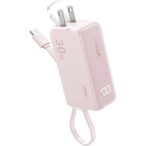 Портативное зарядное устройство (Powerbank) Anker 3-in-1 Power Bank (30W Fusion Built-In USB-C Cable) A1636 (розовый)