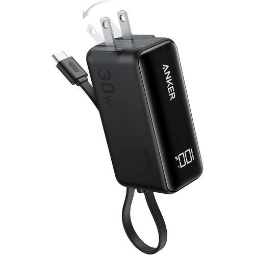 Портативное зарядное устройство (Powerbank) Anker 3-in-1 Power Bank (30W Fusion Built-In USB-C Cable) A1636 (черный)
