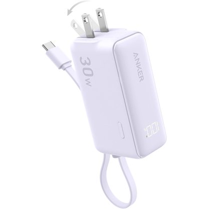 Портативное зарядное устройство (Powerbank) Anker 3-in-1 Power Bank (30W Fusion Built-In USB-C Cable) A1636 (фиолетовый)