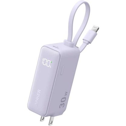 Портативное зарядное устройство (Powerbank) Anker Power Bank Fusion Built-In Lightning Cable A1636 30W 5000mAh (сиреневый)