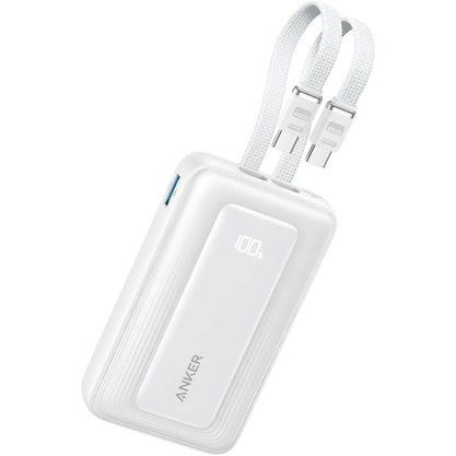 Портативное зарядное устройство (Powerbank) Anker Zolo Power Bank Built-in Dual USB-C Cable A110L 35W 10000mAh (белый)